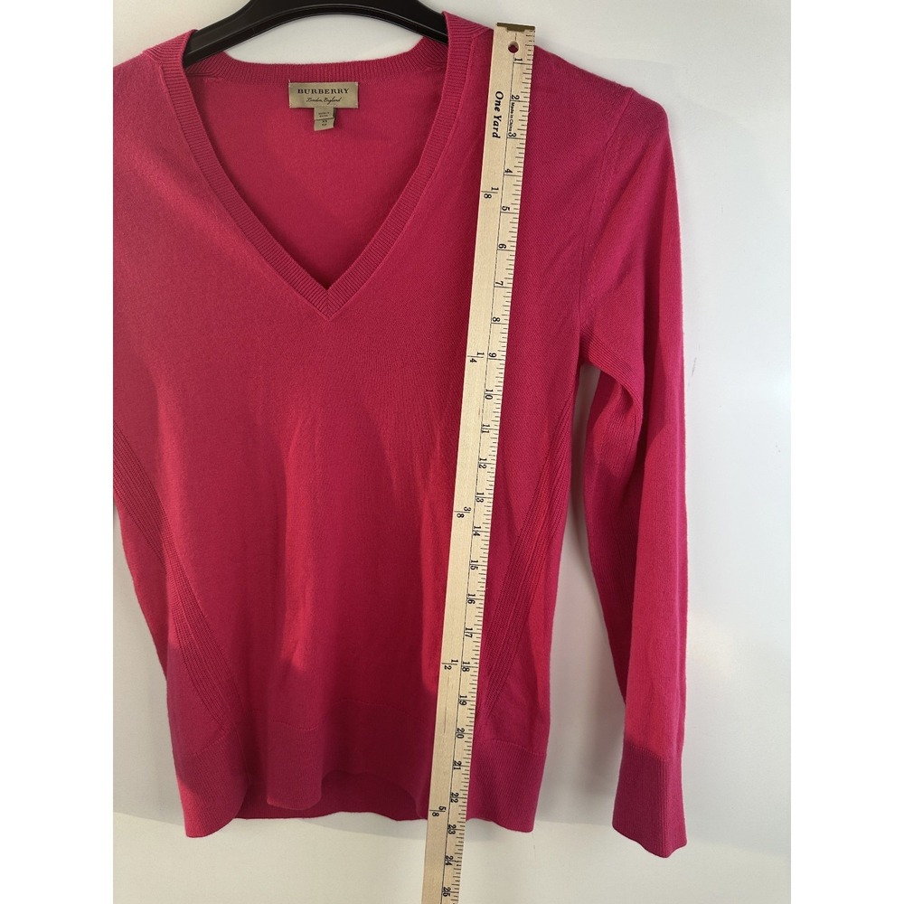 Burberry London Cashmere Sweater Pink Nova Check Elbow Patch XS Luxury Designer - Picture 10 of 16